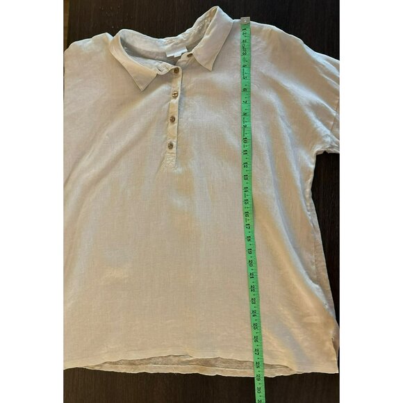 J.Jill Love Linen Tan/Cream Popover Tunic Top With 3/4 Sleeves - Size L - Picture 7 of 7